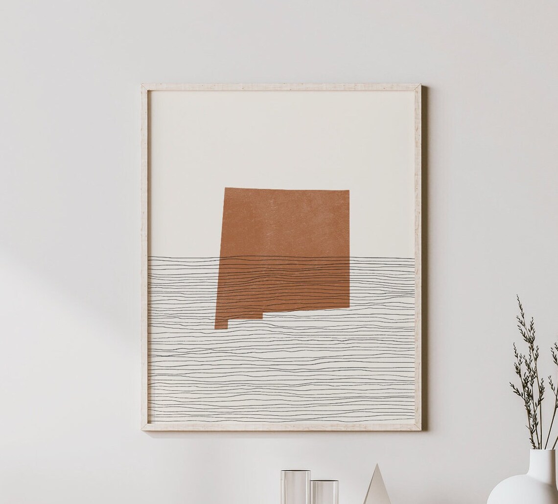 New Mexico Boho Mid-Century State Map Art Print