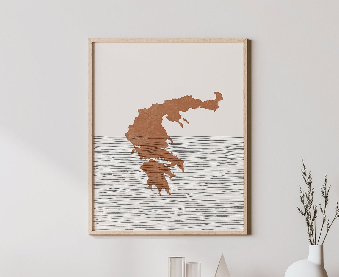 Lefkada Greece Island Map Silhouette Minimalist Boho Travel Poster