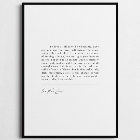 C.S. Lewis To Love At All Is To Be Vulnerable Quote Poster Four Loves