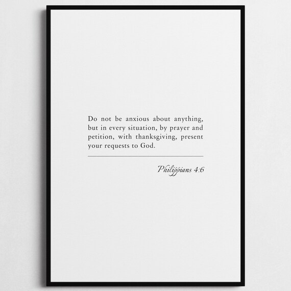 Philippians 4:6 Do Not Be Anxious Bible Verse Quote Minimalist Wall Poster