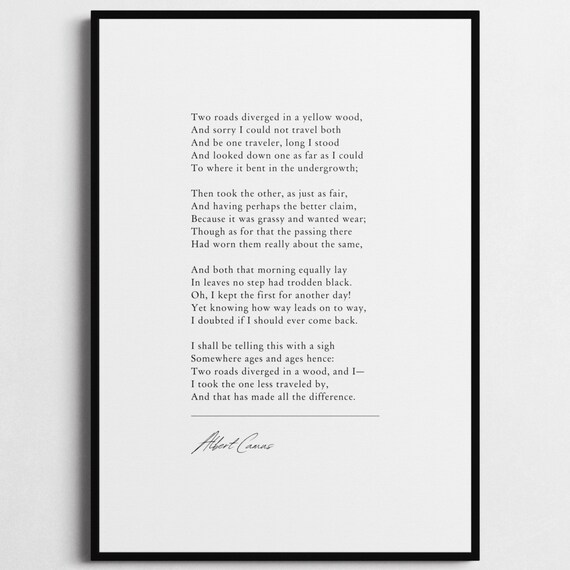 Robert Frost Road Not Taken Poem Two Roads Minimalist Quote Poster