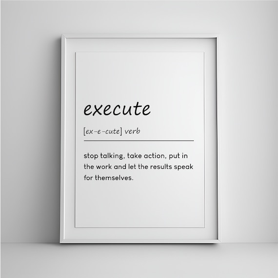 Execute Dictionary Definition Verb Motivational Office Wall Poster