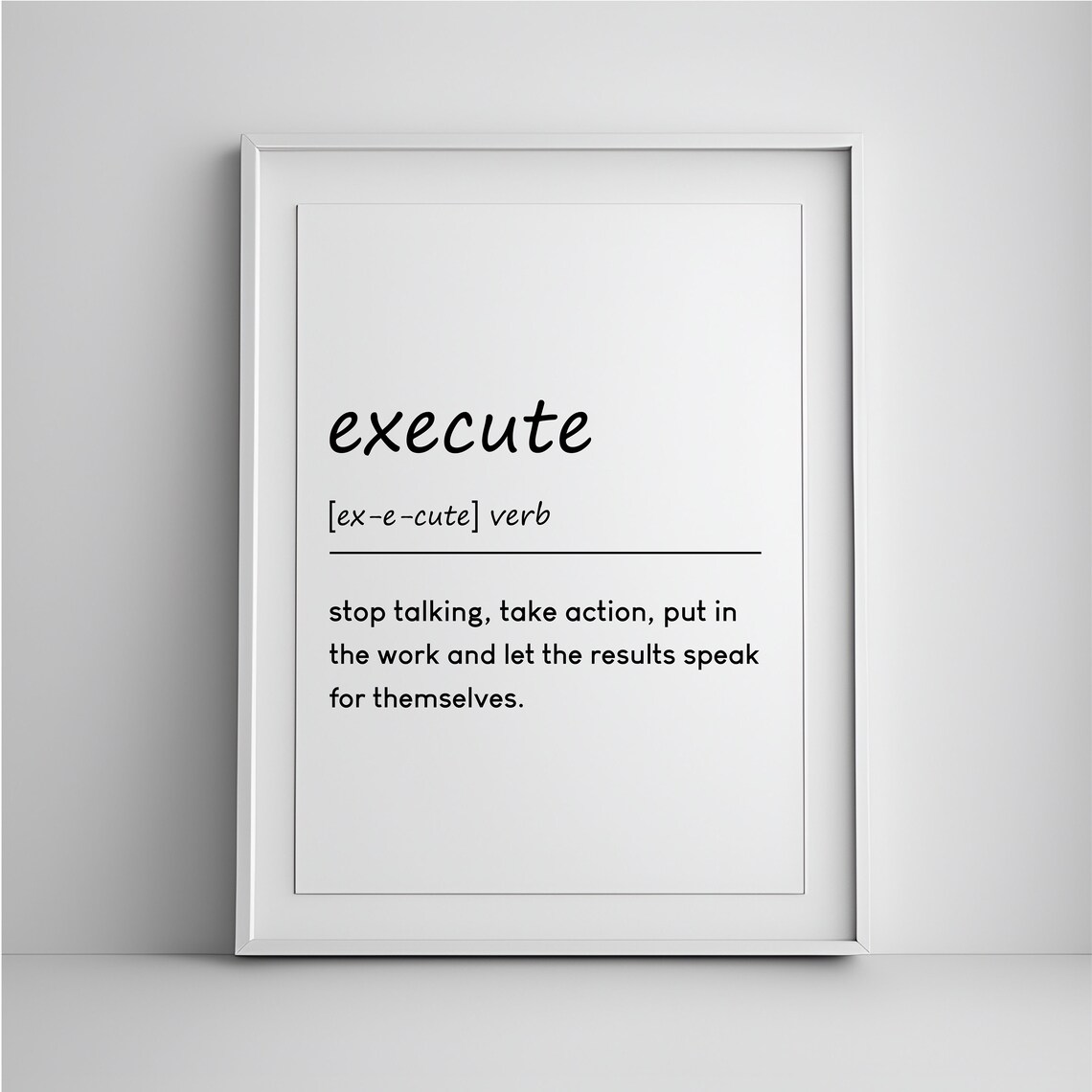 Execute Definition Office Wall Art Motivational Prints Entrepreneur Decor