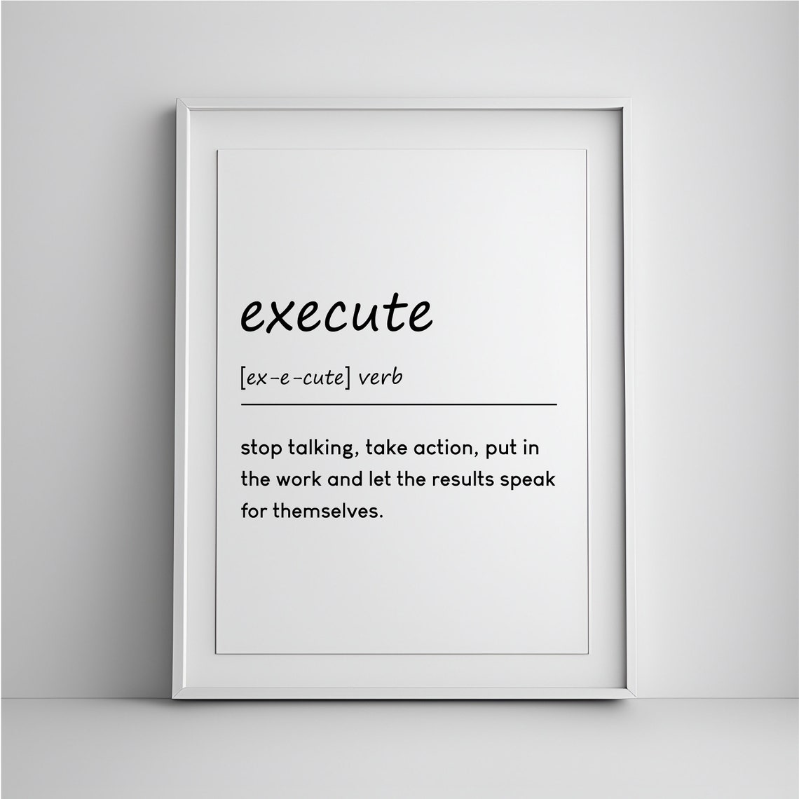Execute Dictionary Definition Verb Motivational Office Wall Poster