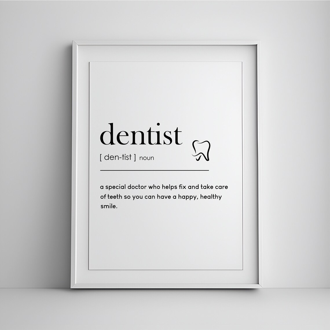 Dentist Definition Quote, Minimalist Art Print