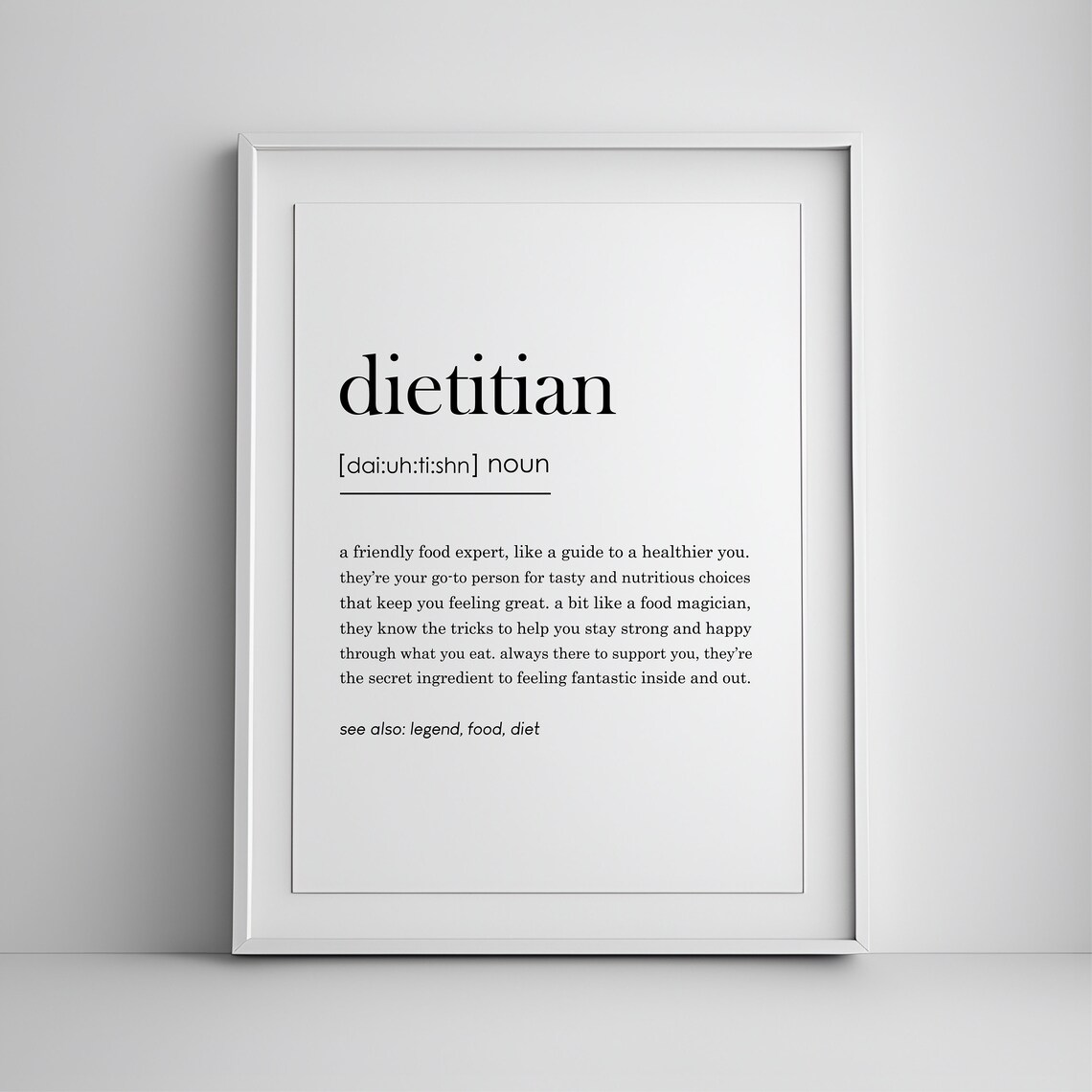 Dietitian Definition Typography Art Print, Gift