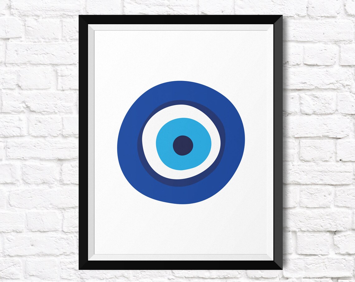 Blue Evil Eye Nazar Amulet Boho Protection Symbol Decor Poster