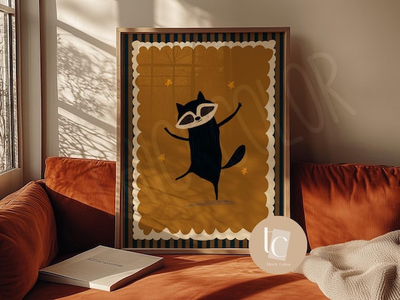 Little Meerkat Dancing Nursery Wall Art Retro Kids Decor Quote Genre Neutral Baby Illustration Print Whimsical