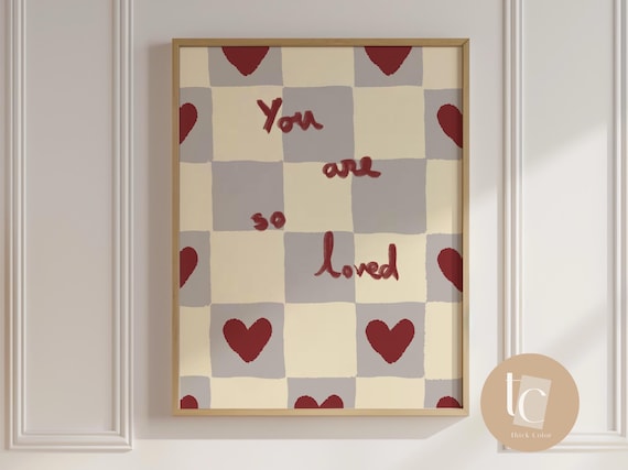 You Are So Loved Nursery Quote Print Kids Room Playroom Wall Art Retro Decor Genre Neutral Baby Illustration N