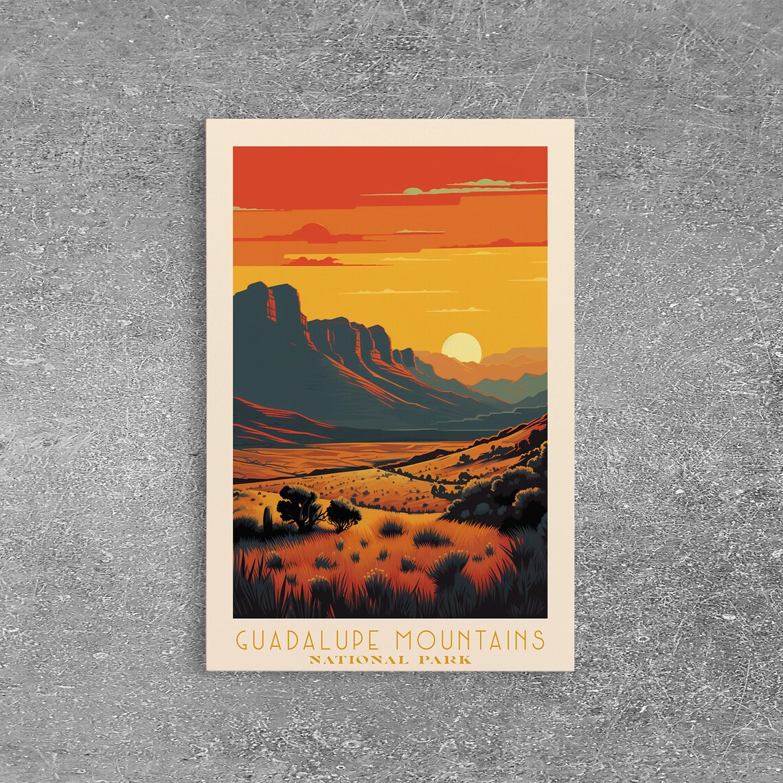 Guadalupe Mountains National Park Red Desert Sunset Peak Travel Poster - Image 3