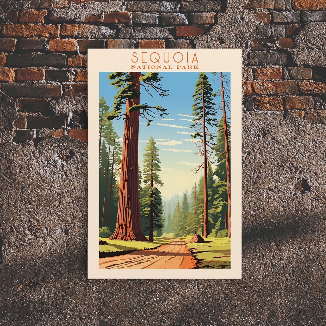 Sequoia National Park Giant Redwood Forest Road Travel Poster - Image 3