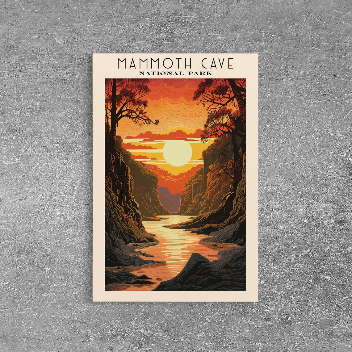Mammoth Cave National Park Sunset River Cliffs Travel Poster - Image 3