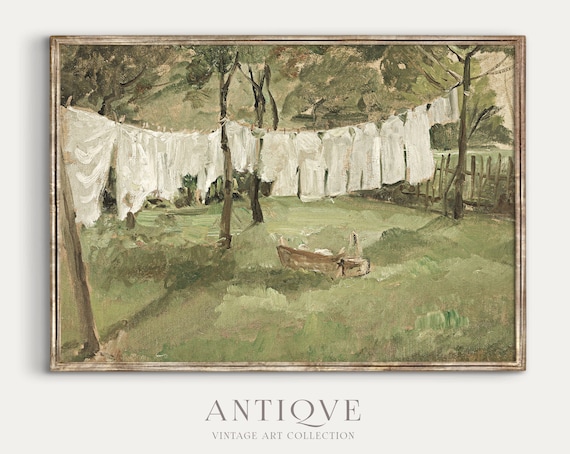Vintage Laundry Room Painting, Farmhouse Decor