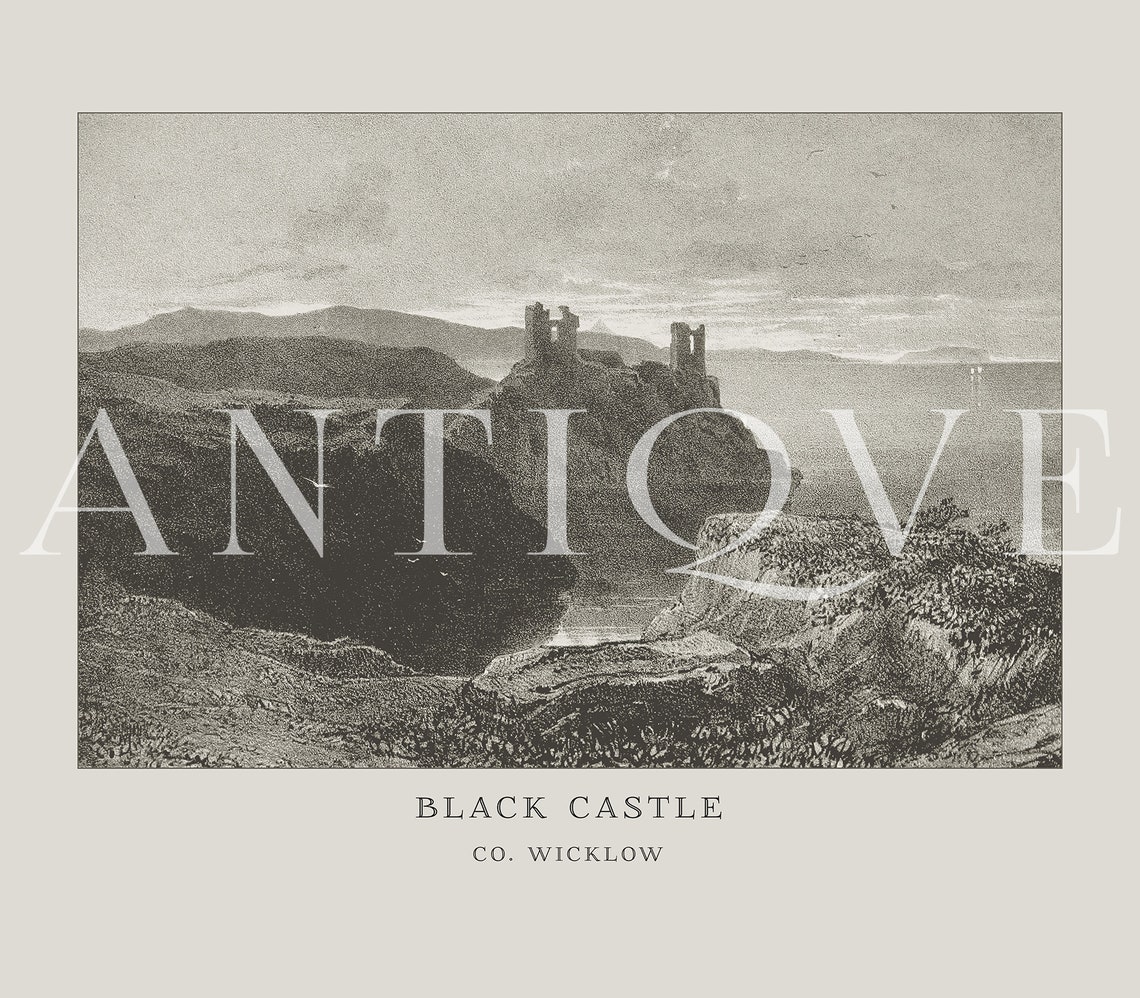 Black Castle Co Wicklow Ireland Antique Engraving Art Poster - Image 3
