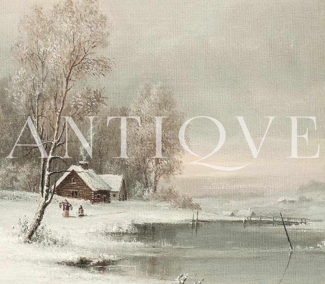 Cottage In The Snow Country Winter Lodge Art Print - Image 3