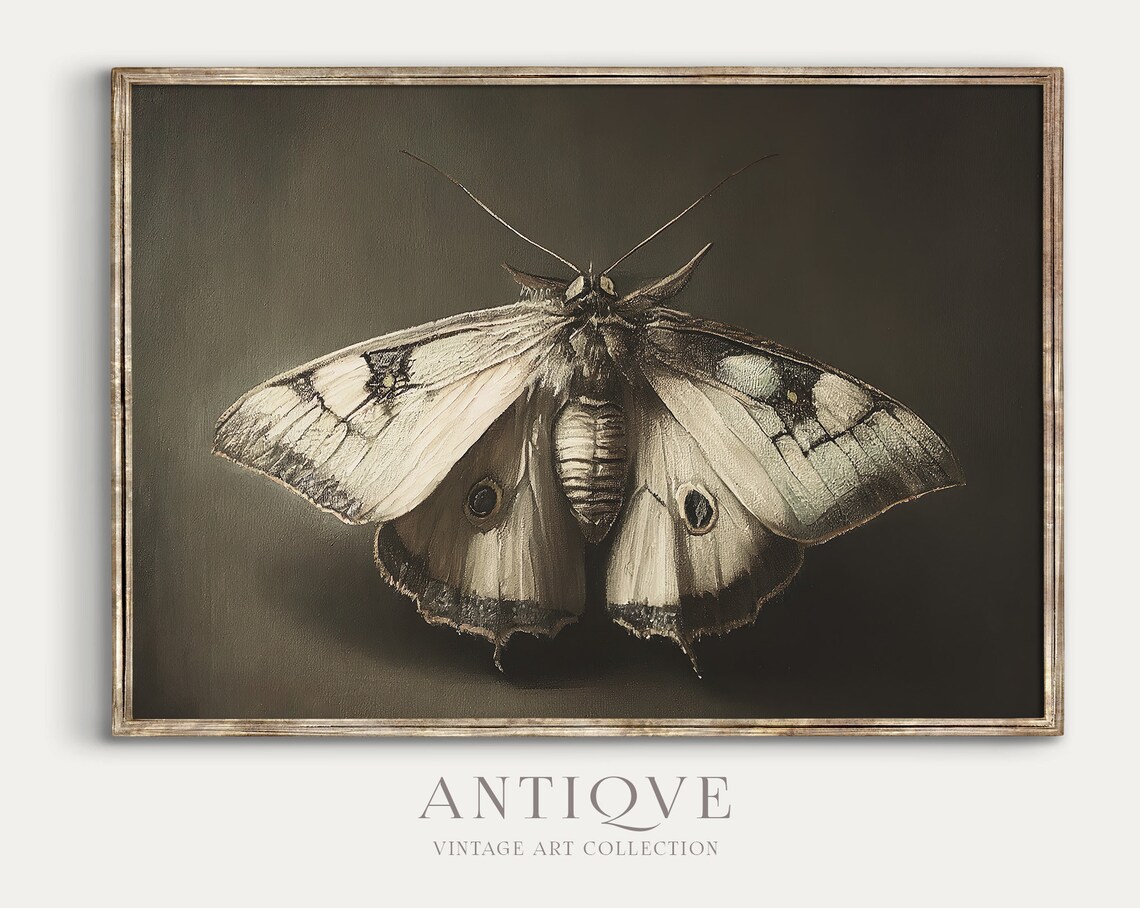 Moth Painting Print, Dark Academia Wall Art