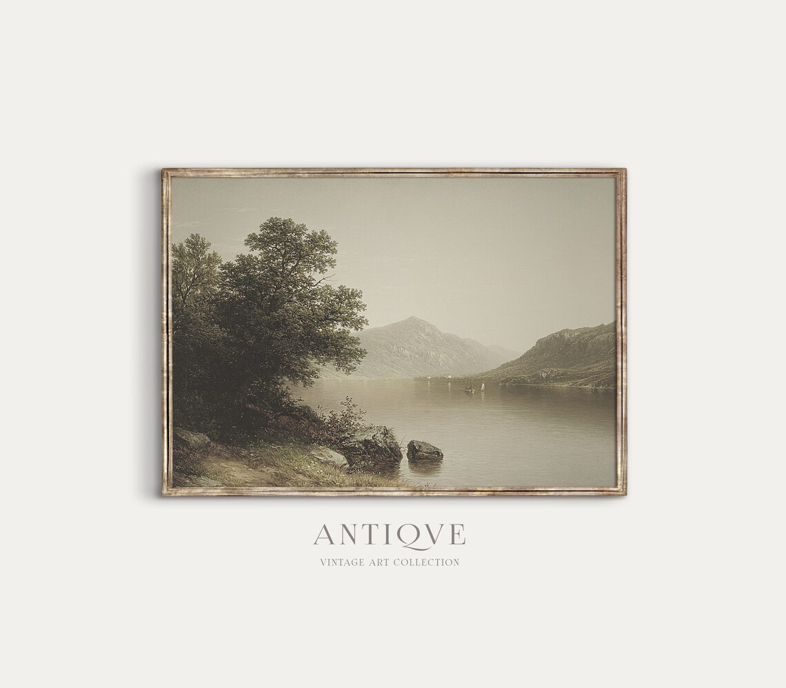 Pair Of Antique Lake And Meadow Landscape Prints Set Of Two Poster - Image 4