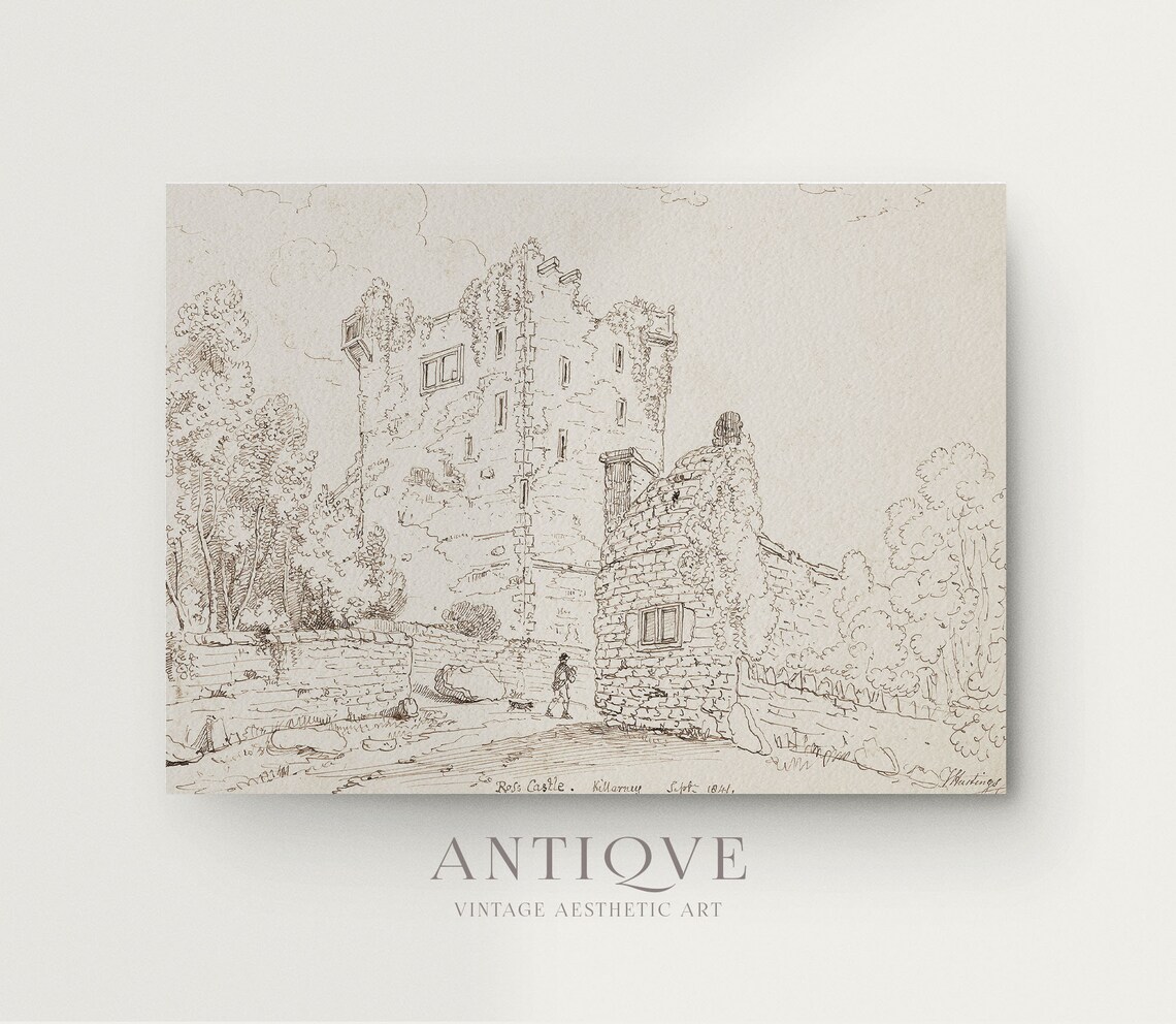 Ross Castle in Killarney, Ireland Vintage Sketch - Image 4