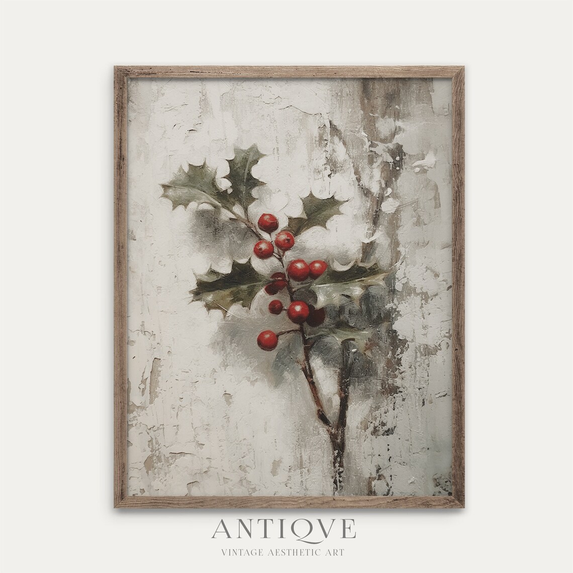 Holly Branch Print, Christmas Farmhouse Decor