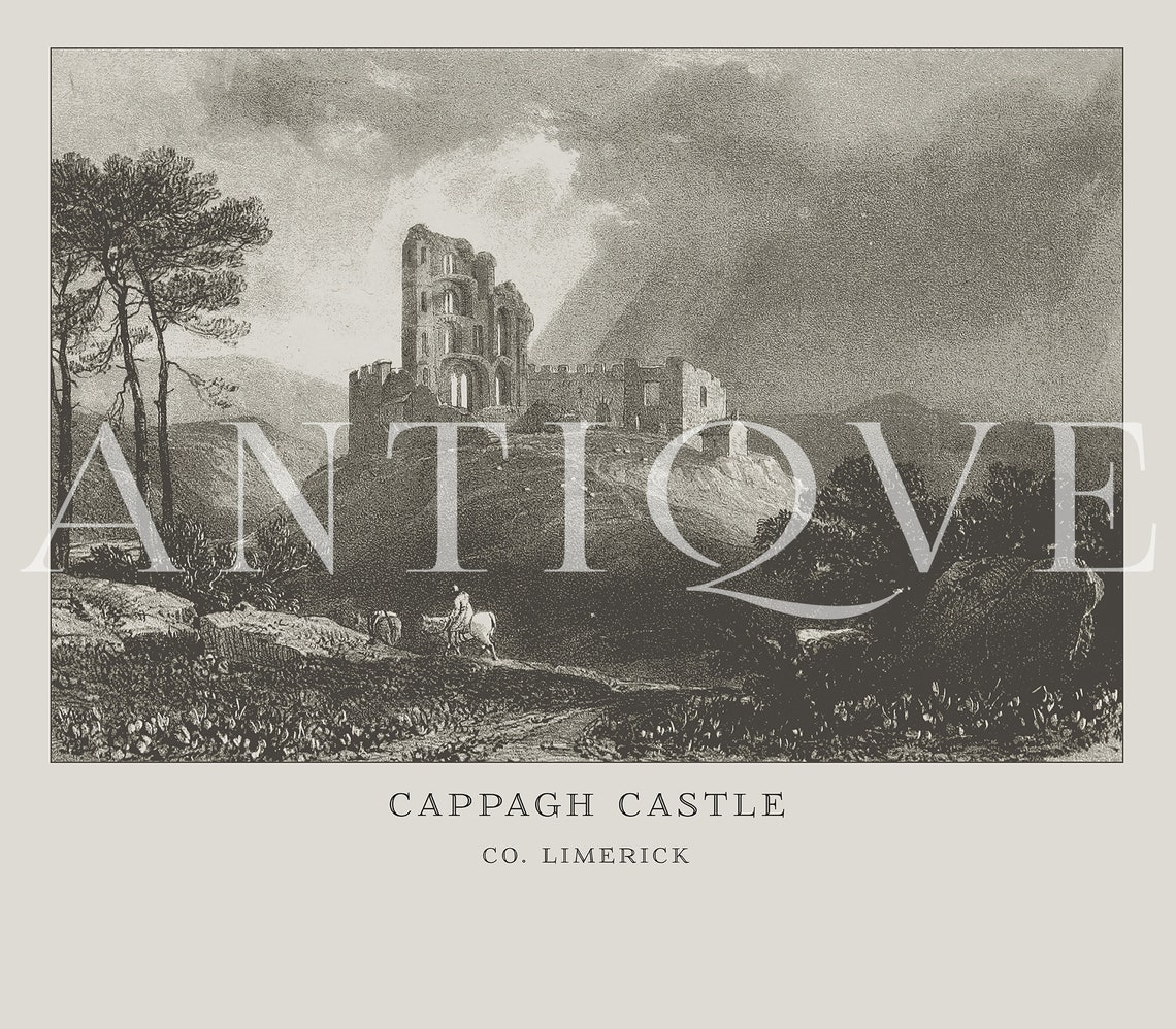 Cappagh Castle Co Limerick Ireland Antique Engraving Art Poster - Image 3