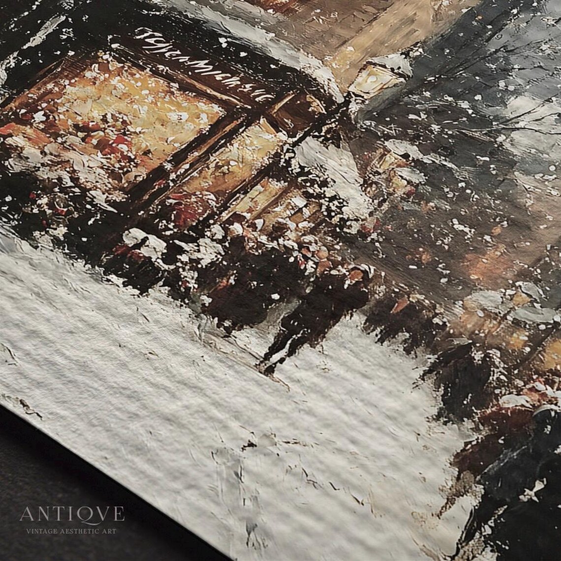 Snowy Busy Village Street, Winter Christmas Decor - Image 2