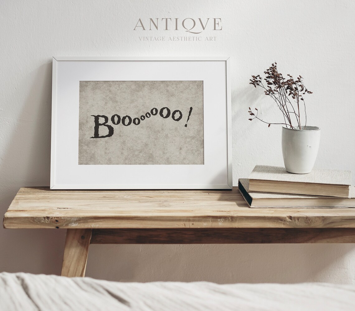Boo Halloween Sign, Neutral Rustic Halloween Poster - Image 2