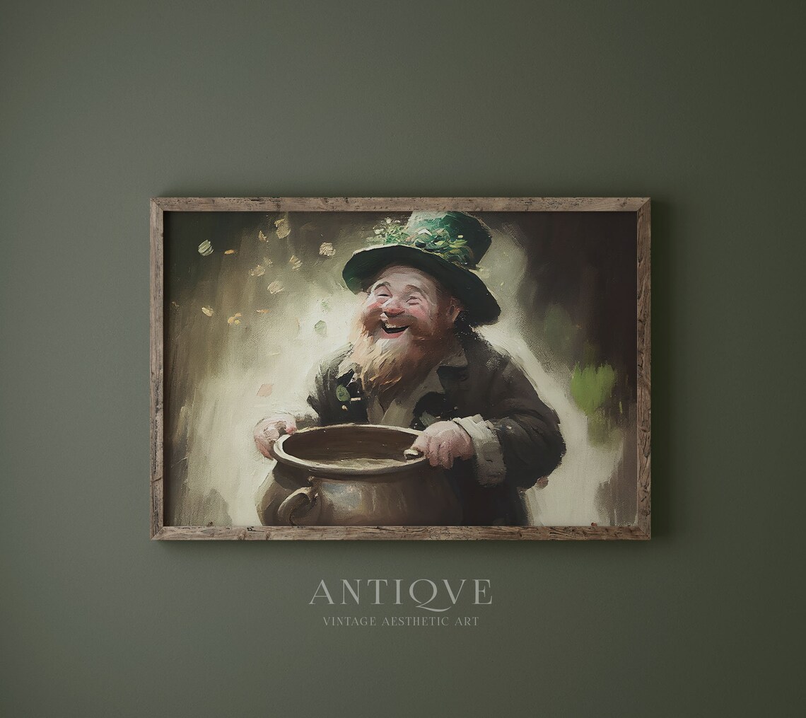 Irish Vintage Leprechaun With Pot Of Gold Art Print - Image 4