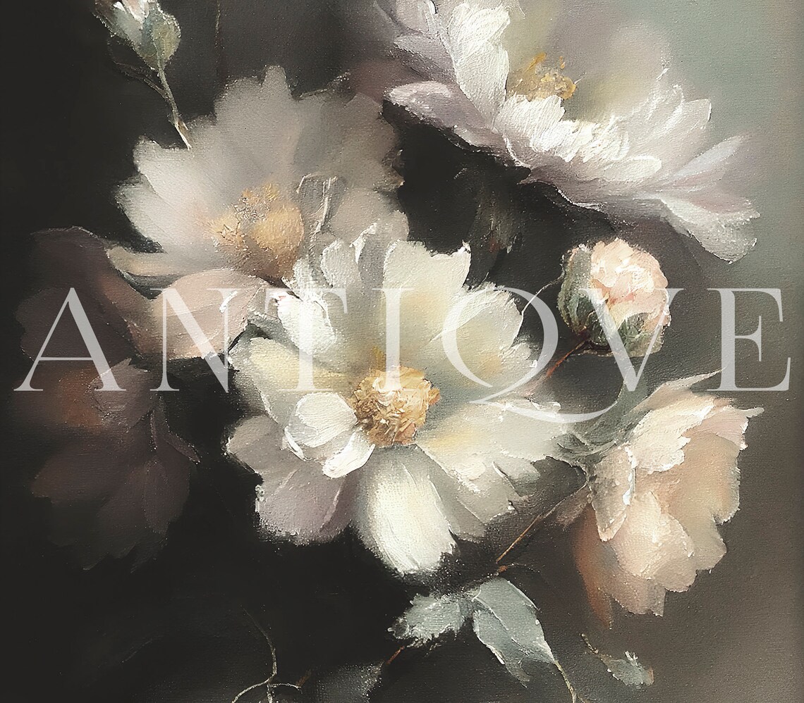 White And Pink Flowers Still Life Art Print - Image 2
