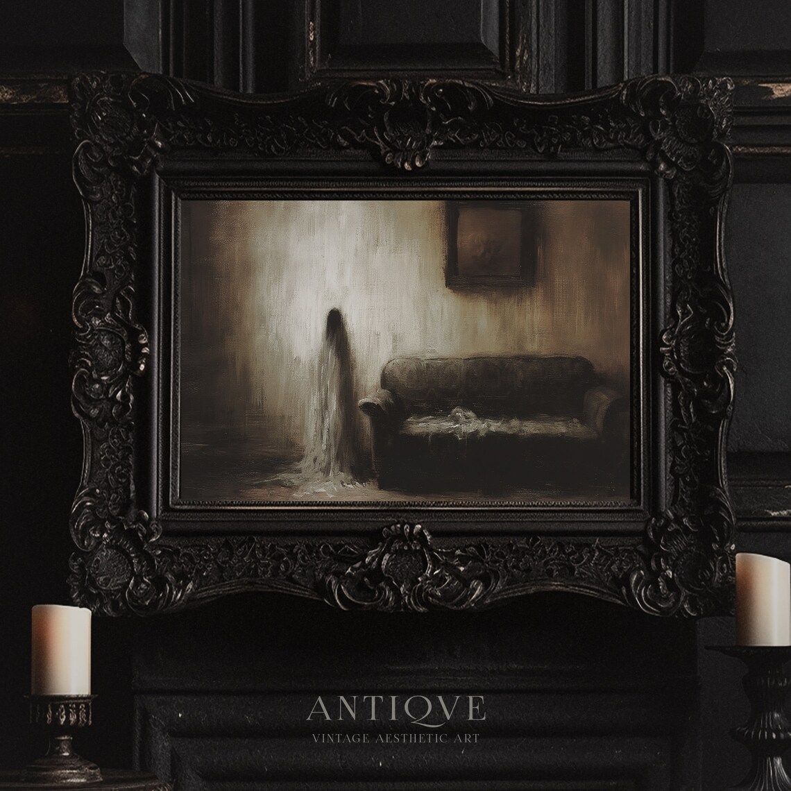Creepy Hallowing Ghost Presence Goth Art Print - Image 4