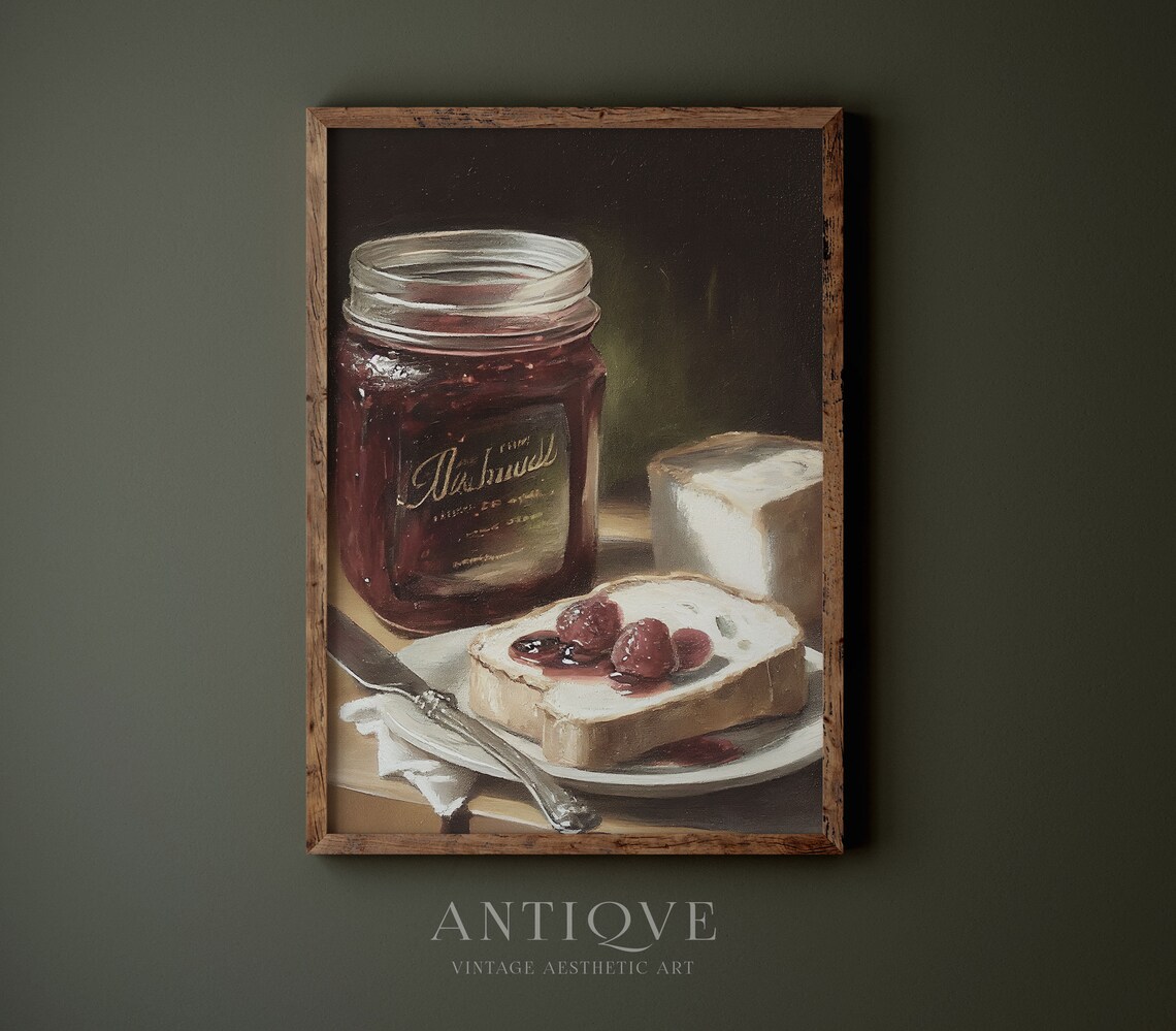 Jam And Toast Still Life Painting, Kitchen Art - Image 4