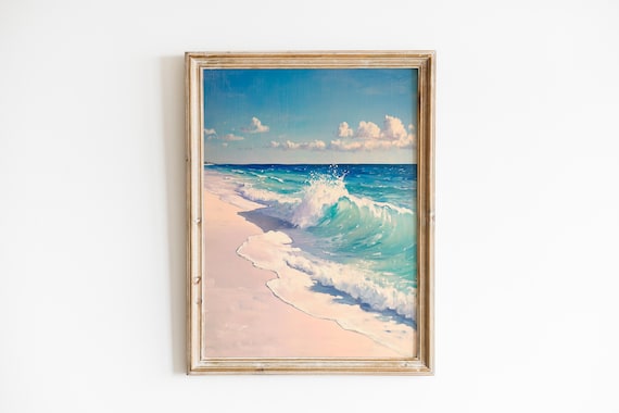 Tropical Beach Waves on White Sand Serene Coastal Seascape Poster