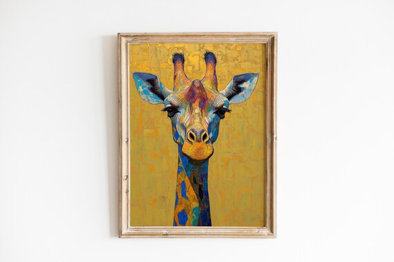 Modern Playful Giraffe Portrait Bold Colors For Kids Rooms Quirky Expressive Art Wall Decor Instant 1223