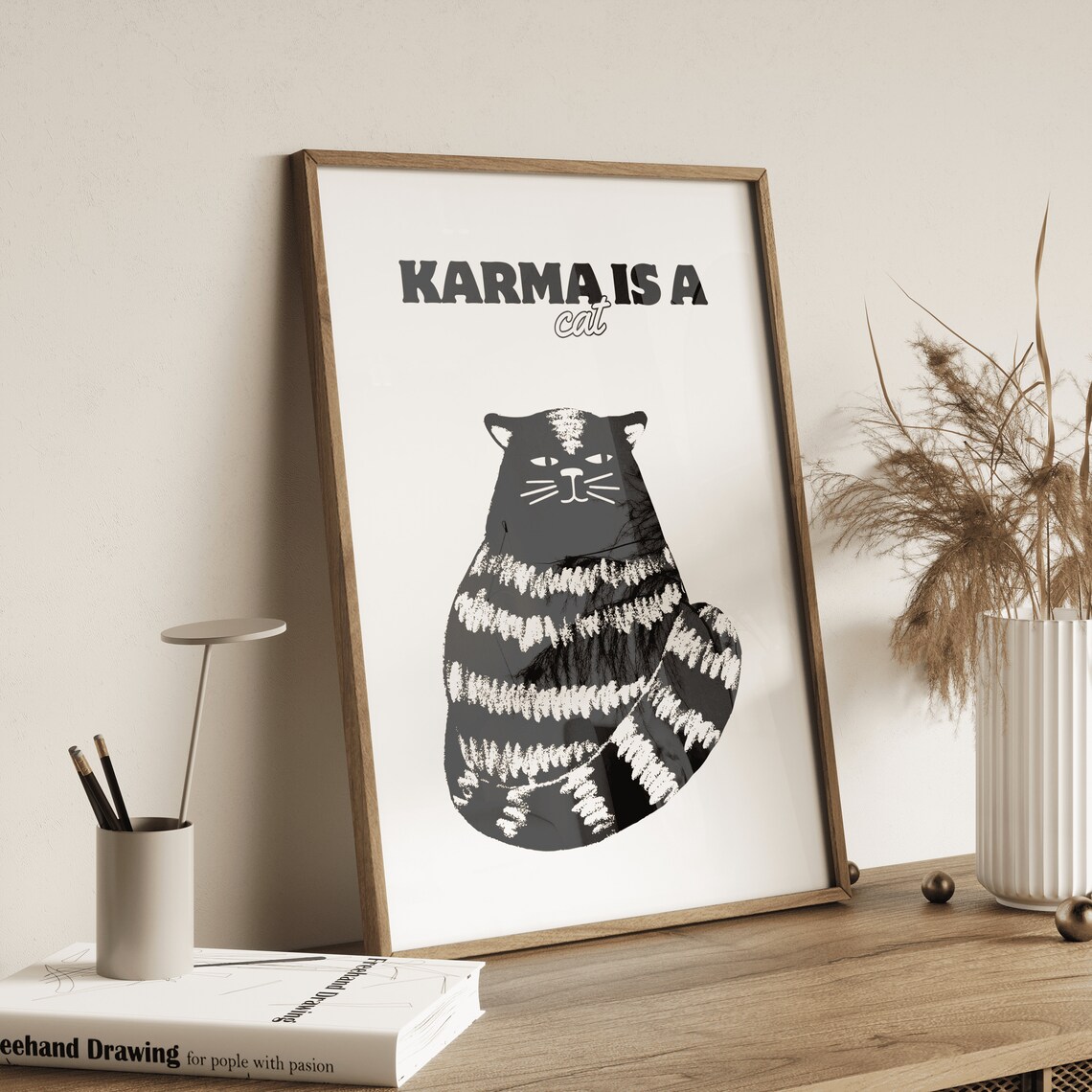 Karma Is A Cat Black Cat Illustration Poster for Taylor Swift Fans Room Decor - Image 3