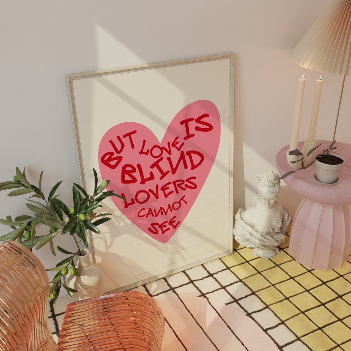 But Love Is Blind Lovers Cannot See Shakespeare Heart Quote Poster - Image 3