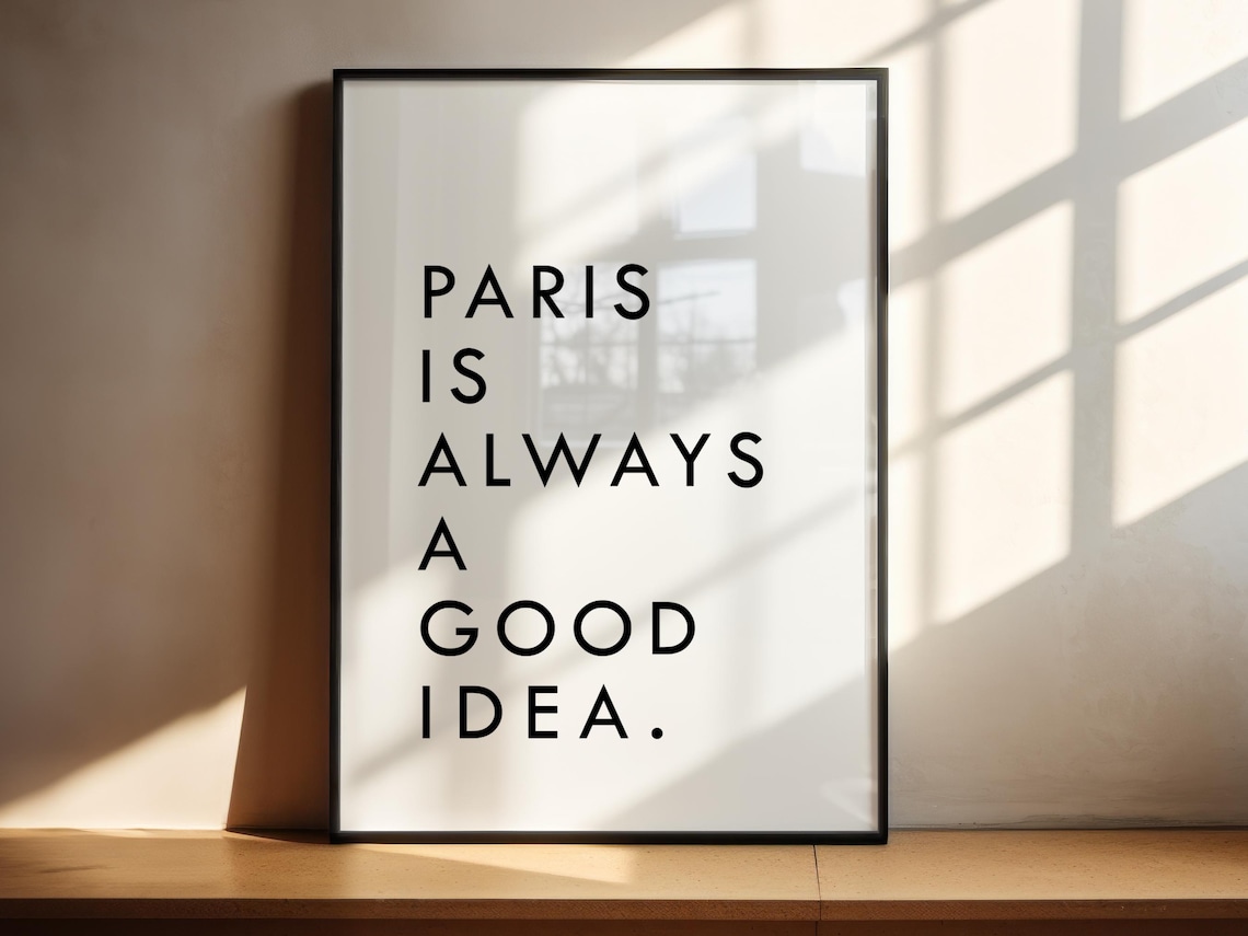 Paris Monochrome Travel Poster, Living Room Decor