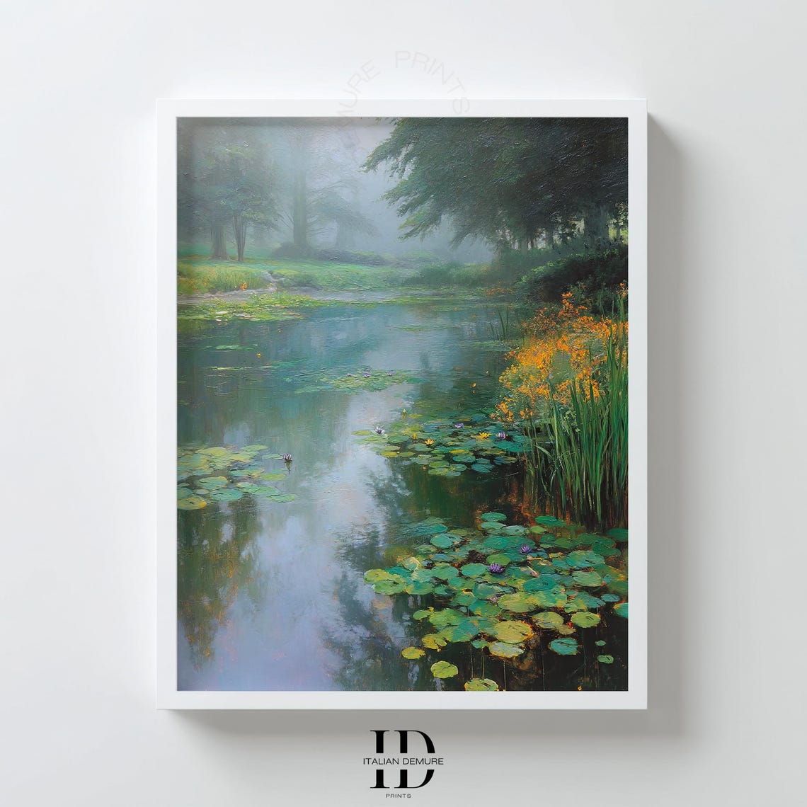 Monet Style Misty Lily Pond Water Garden Landscape Art Poster