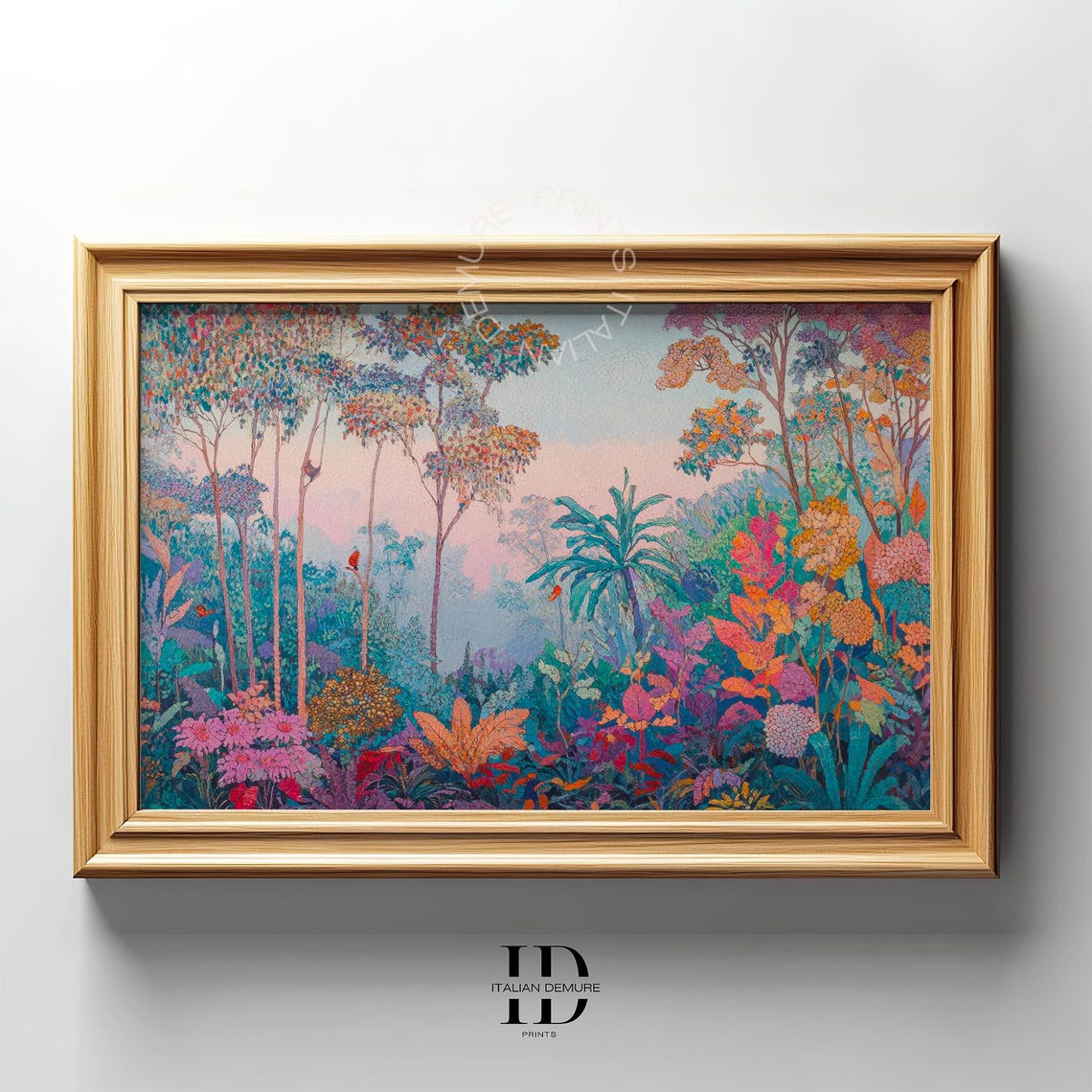 Dreamy Pastel Tropical Jungle Lush Botanical Landscape Poster