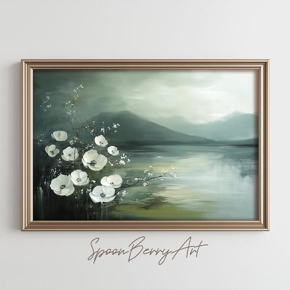 Night Poppy Painting Instant Vintage Wall Decor Custom Art Print Oil Dark Moody Floral Flower
