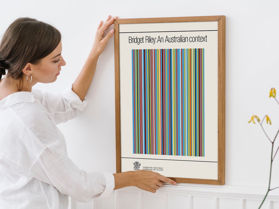 Bridget Riley Australian Context Colorful Vertical Stripes Poster - Image 4