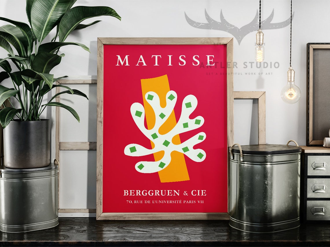 Henri Matisse Coral Cutout Red and Green Paris Gallery Poster - Image 2