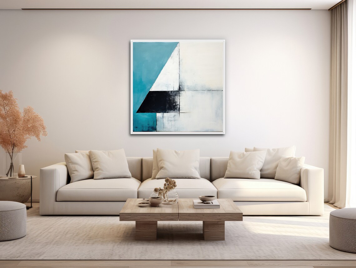Three Squares Geometric Abstract Wall Art Print - Image 3