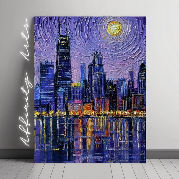 Starry Cityscape, Van Gogh Inspired Night Skyline