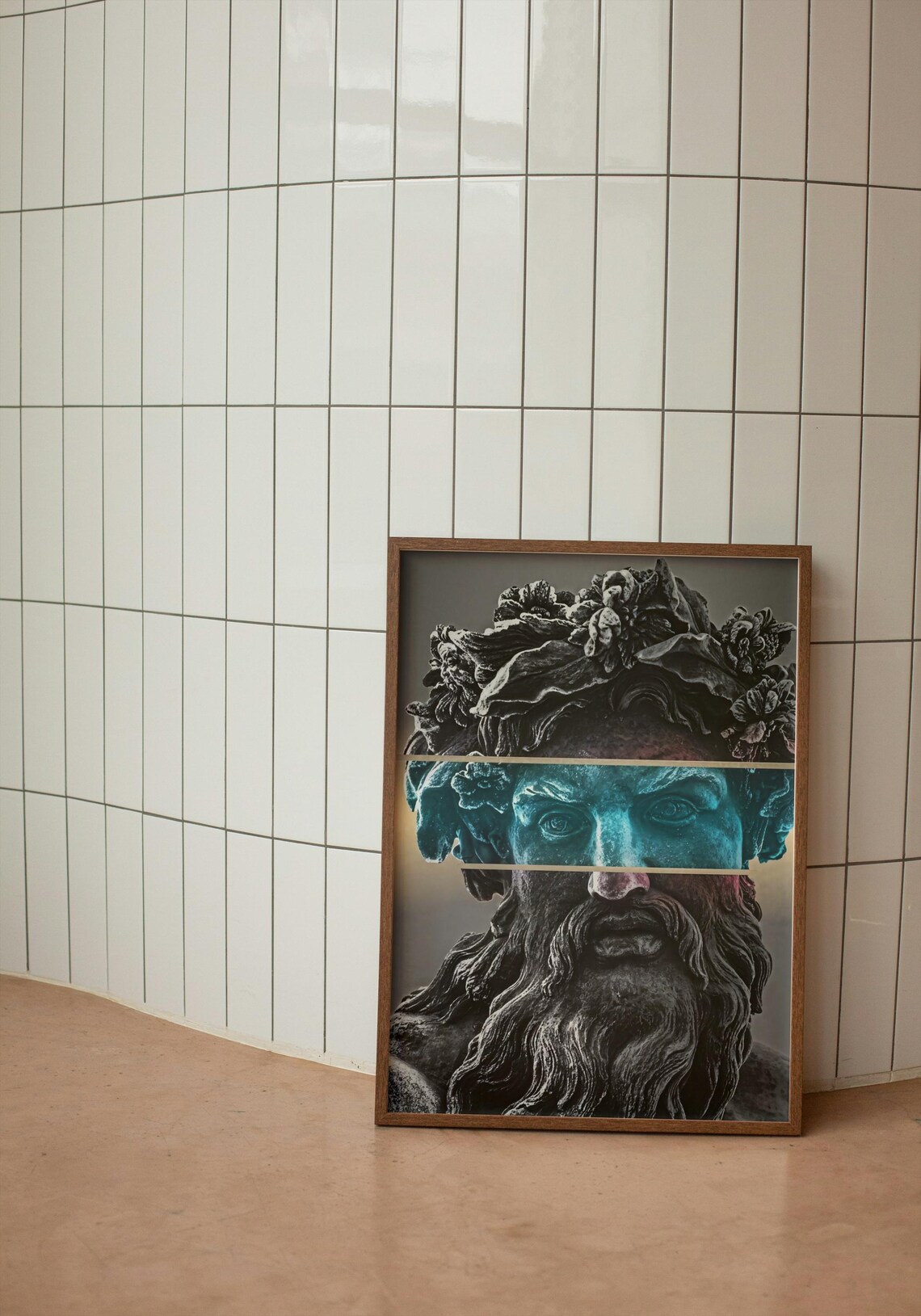 Ancient God Surreal Split Face Statue, Mythology Art Print - Image 3