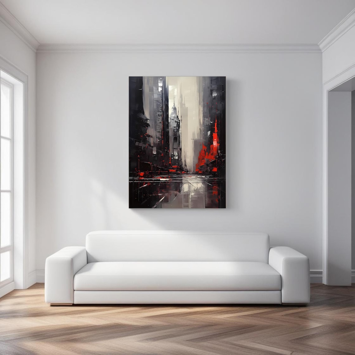Modern Abstract Cityscape Art Print, Urban Skyline - Image 3
