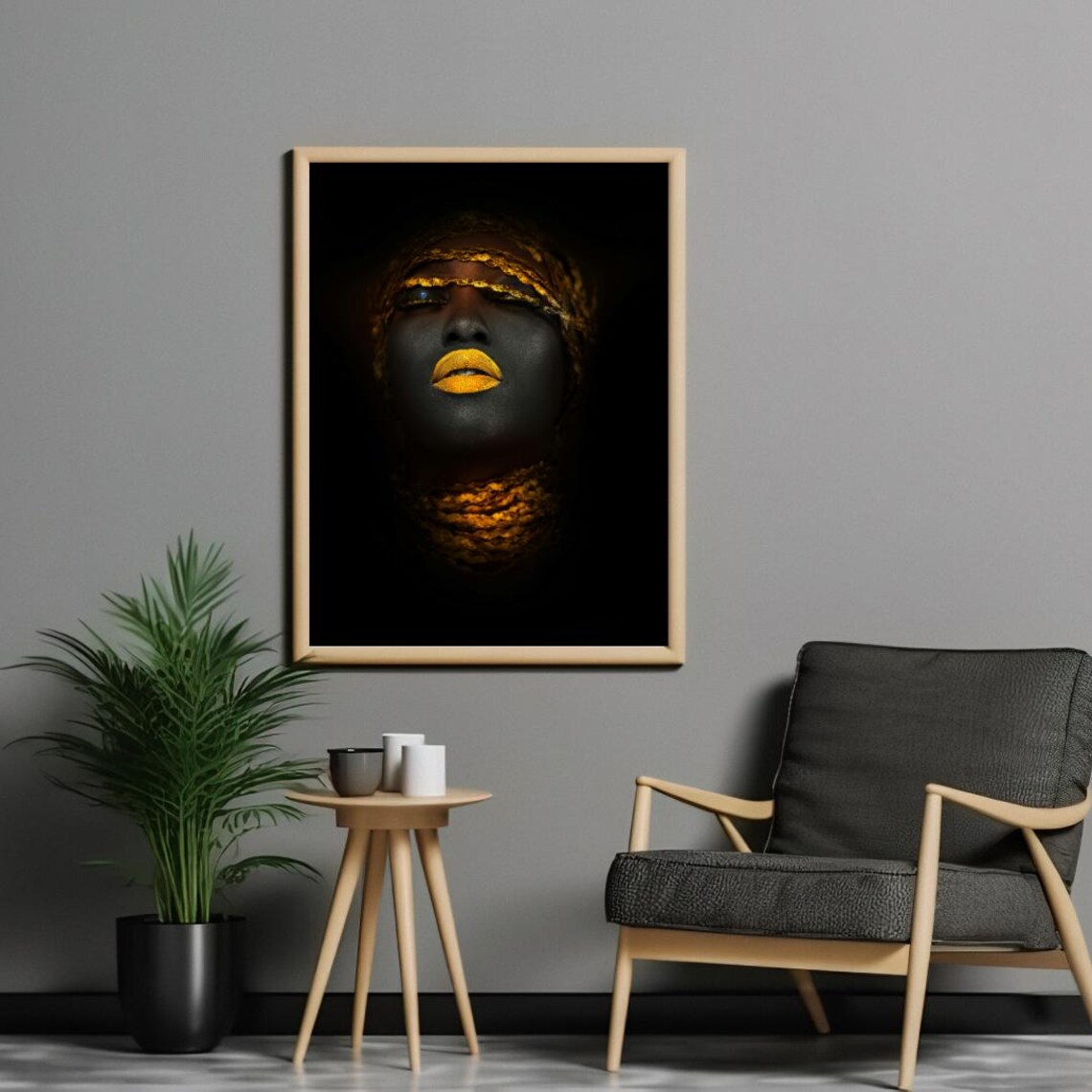 Golden Silence - Abstract Black And Gold Portrait - Image 6