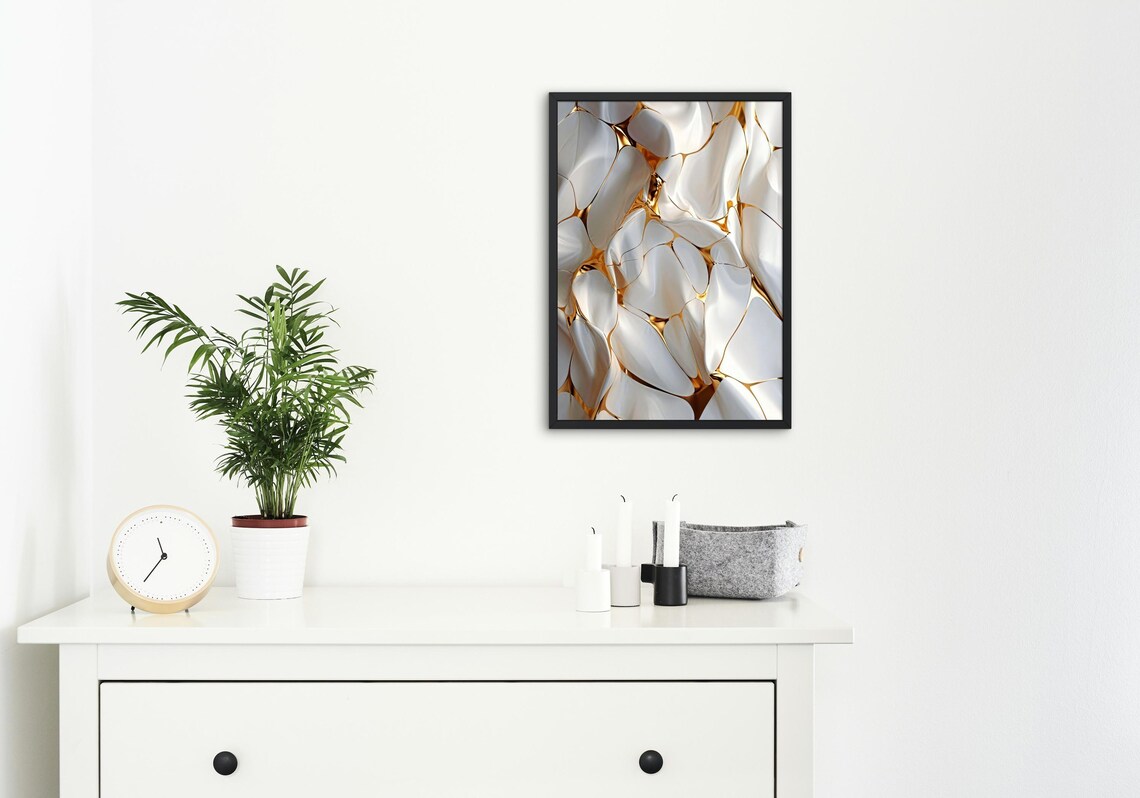 Modern Abstract Gold And White Fluid Design - Image 4
