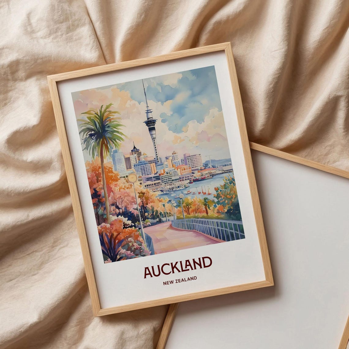 Auckland New Zealand Sky Tower Harbor Waterfront Cityscape Poster - Image 3
