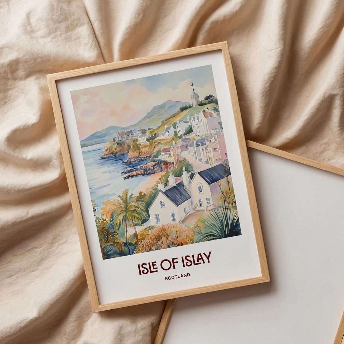 Isle of Islay Scotland Coastal Village Watercolor Travel Poster - Image 3
