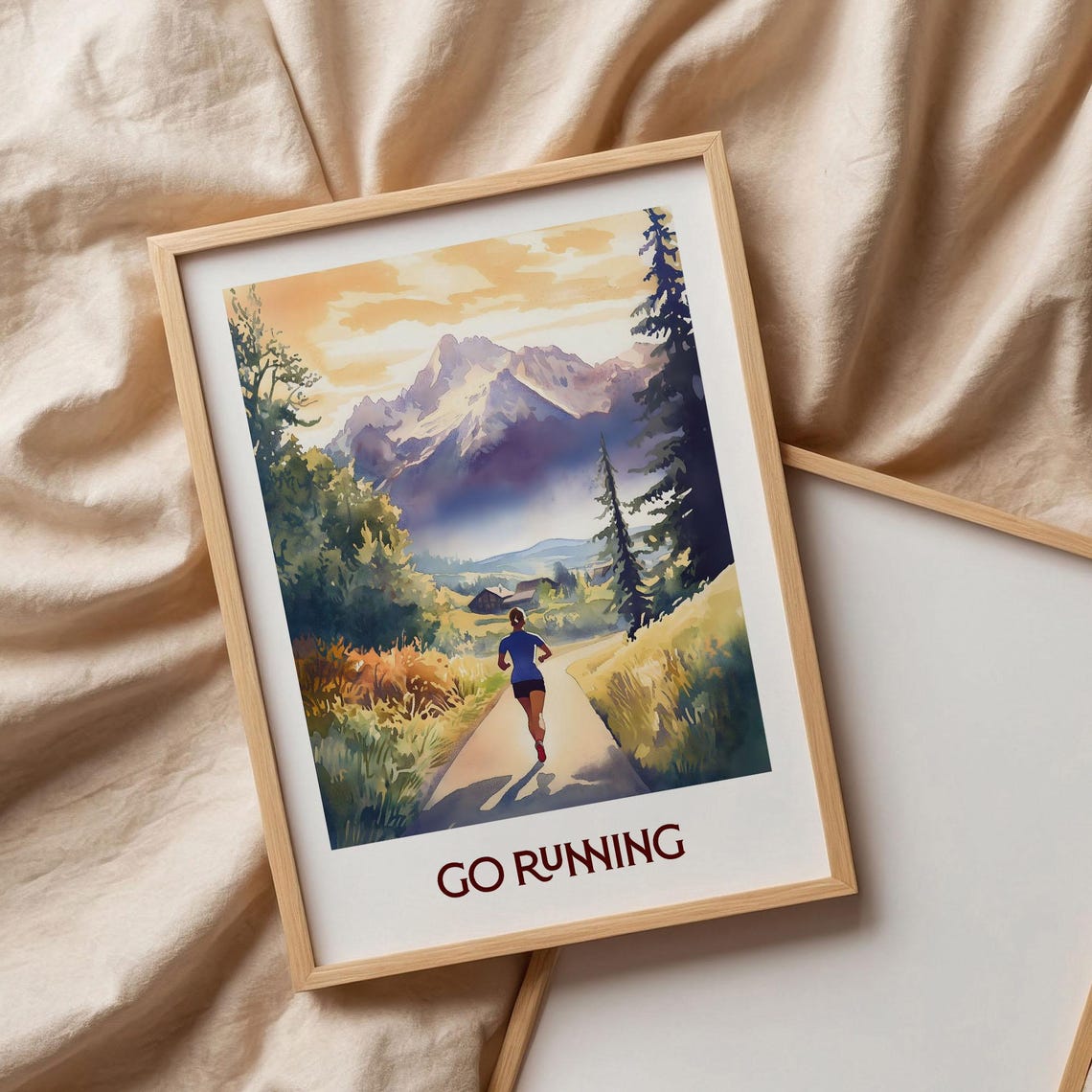 Go Running Motivational Trail Running Poster Mountain Sunrise Art - Image 3