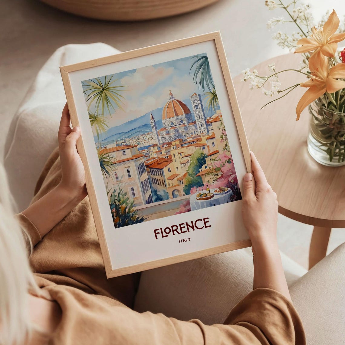 Florence Italy Duomo Cathedral Skyline Watercolor Travel Poster - Image 5